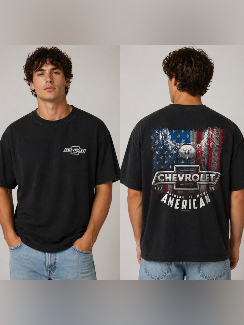 Chevrolet Black Nothing Is‎ More American Eagle Patriotic Graphic T-Shirt